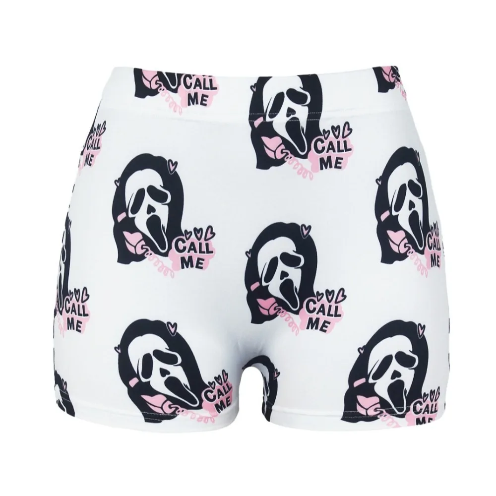 

Ghost Seamless Yoga Shorts Tight Halloween Letter Printing Skull Shorts for Women Sweatpants Peach Butt Butt Lifting Leggings