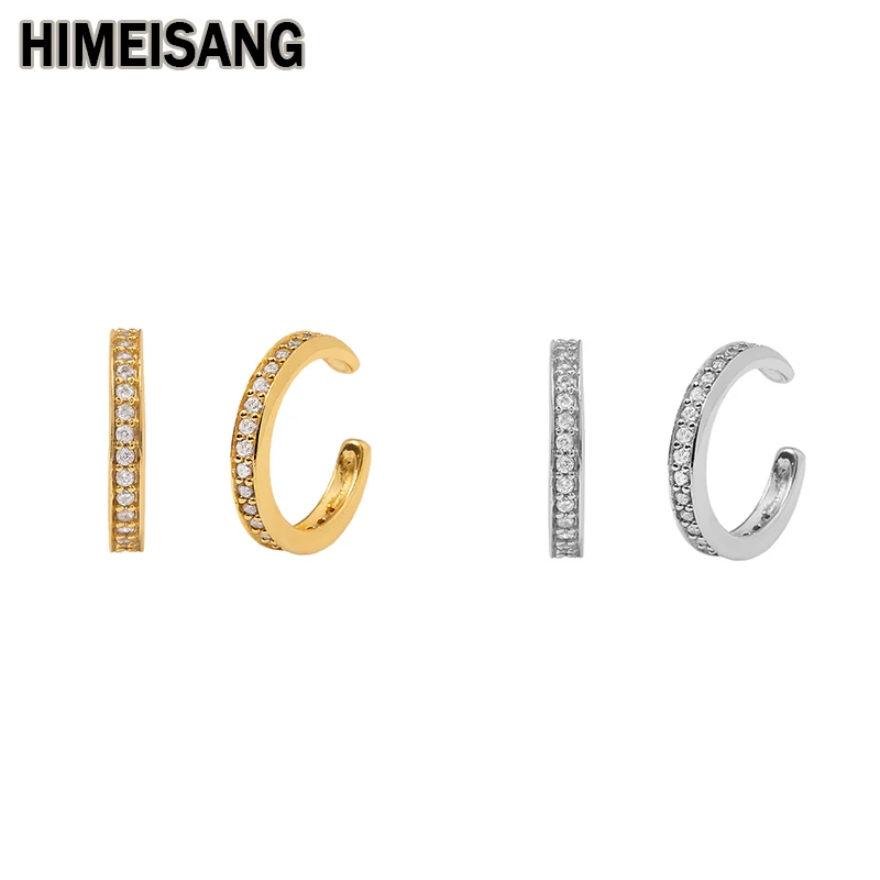 

HIMEISANG Punk Gold Filled Silver Color Ear Cuffs Ear Clip Women No Pierced Geometric Small Earcuff Zircon Girl Jewelry Earrings