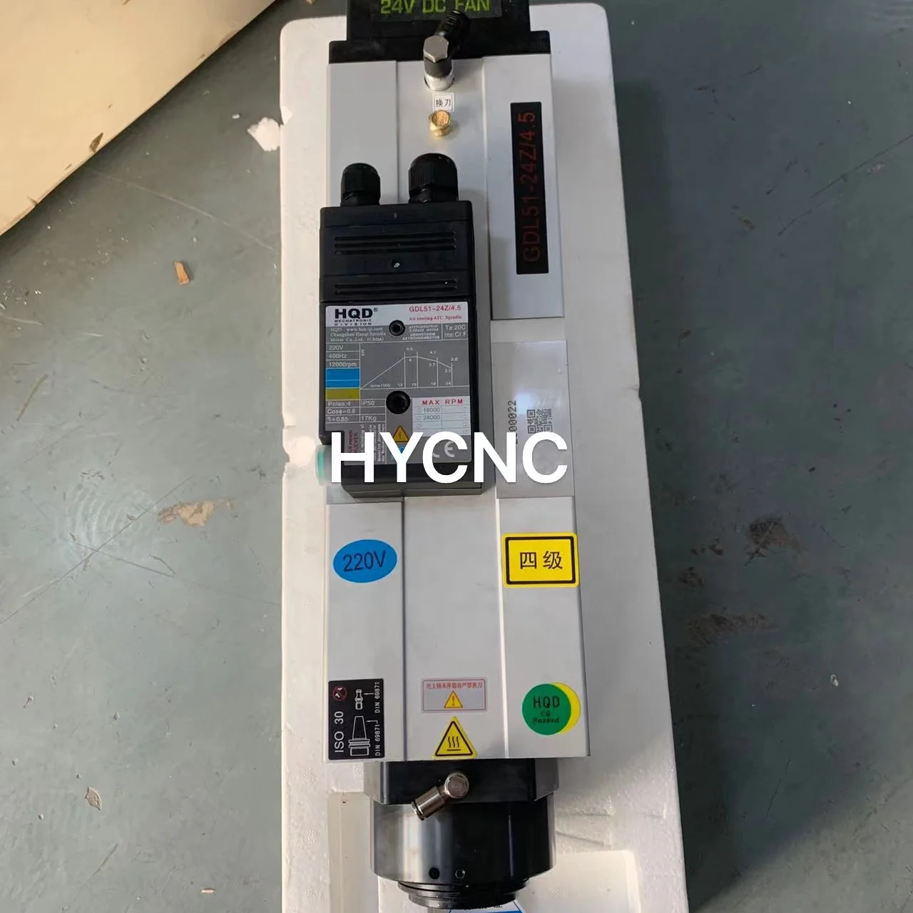 4.5 Kw Atc Spindle Iso30 Motor Bt30 4.5kw 230v تبريد الهواء Gdl51-30-24z/4.5 Kw Hqd Cnc راوتر باستخدام