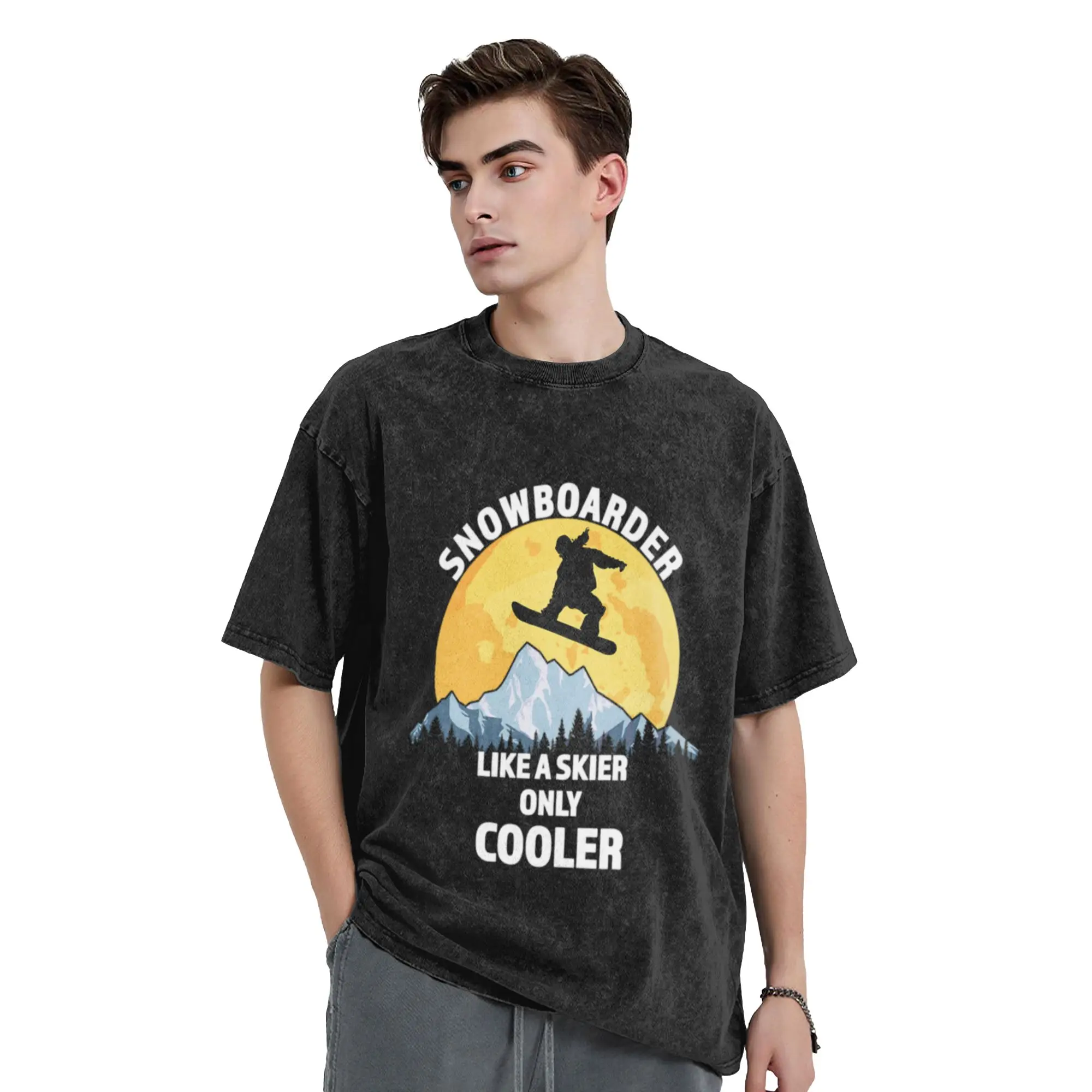 Snowboarder Like A Skier Only Cooler - Great Snowboarding Gift  Classic Cool A Vintage Oversized Cotton Unisex T-Shirts