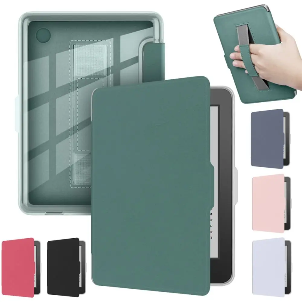 Professional 6 inch Case with Hand Strap Acrylic Protective Shell Leather Shockproof Folio Funda for KOBO Clara Color/2E/BW