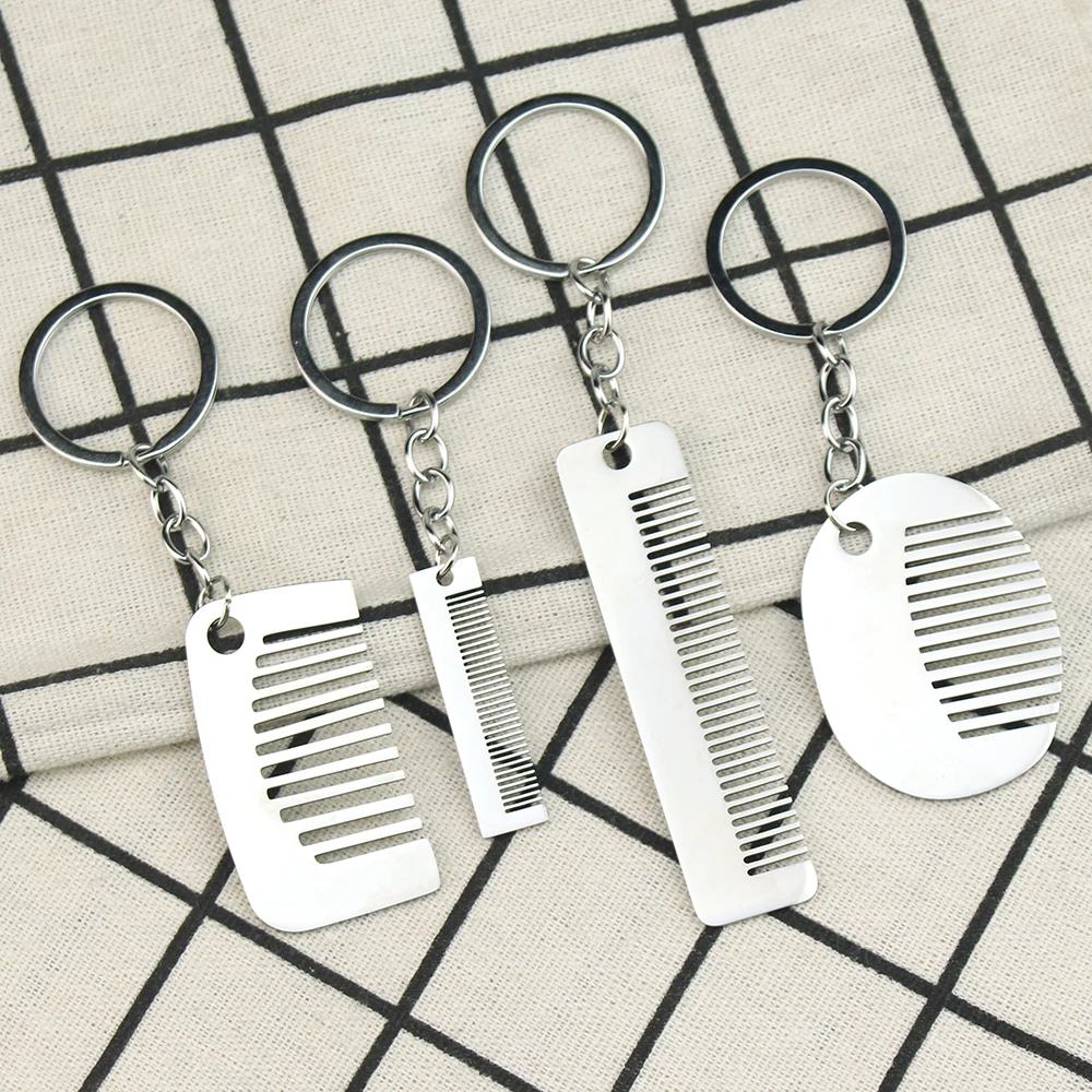 Botanical Silver Comb Keychain for Women | Unique Artistic Long Hip-Hop Style Keyring Accessories (Multiple Designs)