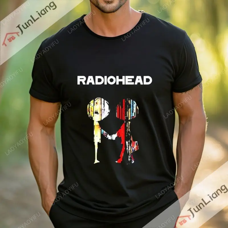 Retro rock band Radiohead T-shirt Men's Hip hop album Print T-shirt King Size Harajuku top