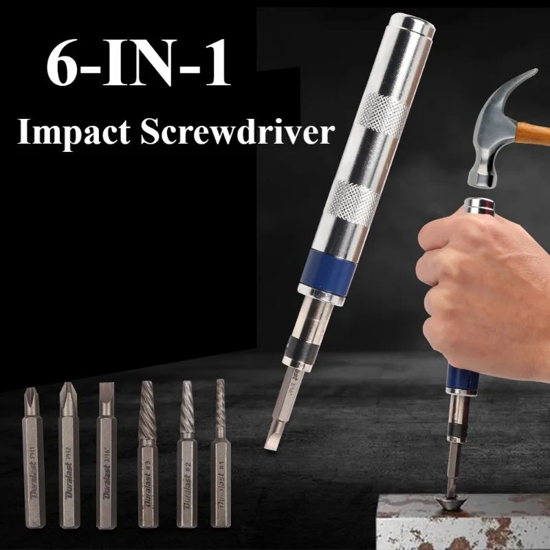 6in1 1/4 inch Impact Screwdriver Impact Drive Rusted Stuck Broken Fasteners Remover Screwdriver Set with Complete Specifications