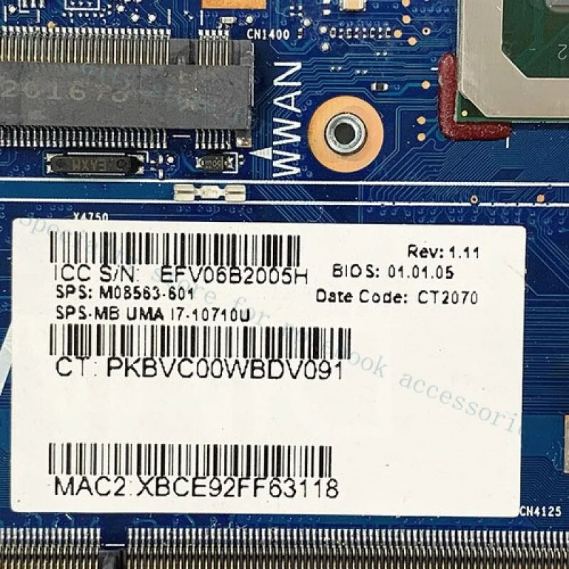 A++For HP 840 830 G7 M08563-601 6050A3136201 With I7-10710U Laptop Motherboard