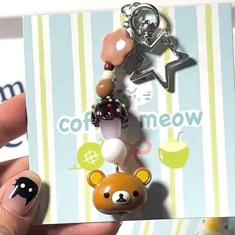 Kawaii Rilakkuma brelok akcesoria na zamek błyskawiczny Cartoon łańcuszek do telefonu aparat wisiorek dekoracja Ccd świąteczne prezenty dla chłopców i dziewcząt