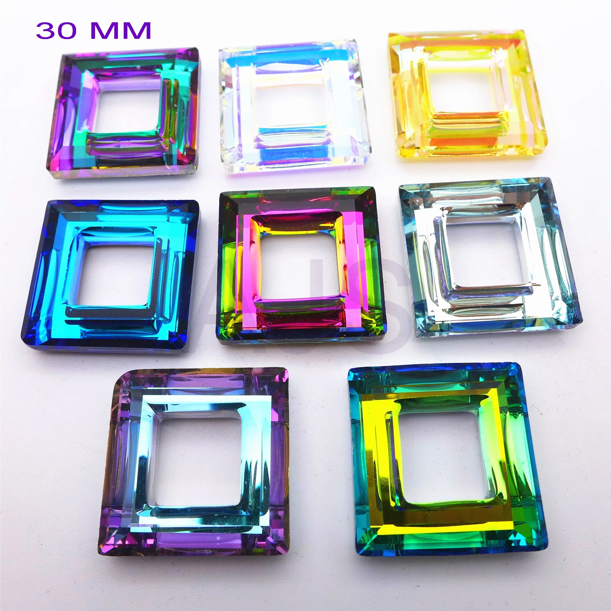 

12pcs 30MM 4439 Crystal Faceted Square Cube Shape Pendants AB Vitrail Jewelry Earrings Necklace Hanging Decoration Free Shipping