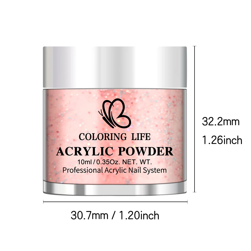 Poudre acrylique pour ongles, 8 pots de couleurs Glamour, paillettes roses et orange, poudre de cristal professionnelle 3 en 1 pour Extensions d'ongles, outils pour ongles