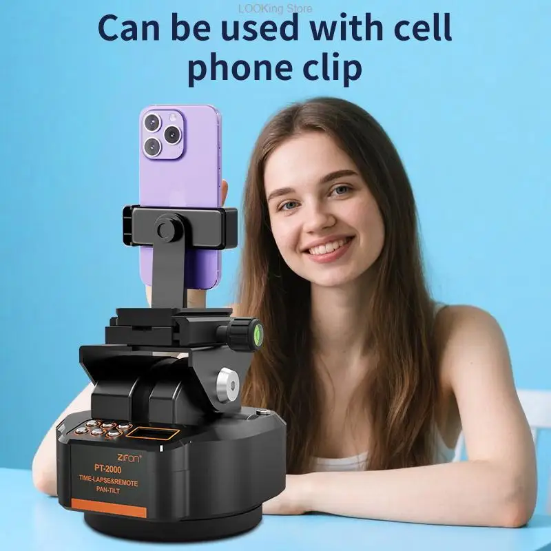 ZIFON PT2000 Electronic Pan Tilt Head Motorized Rotating Panoramic Head with Remote Control for Cameras Phone