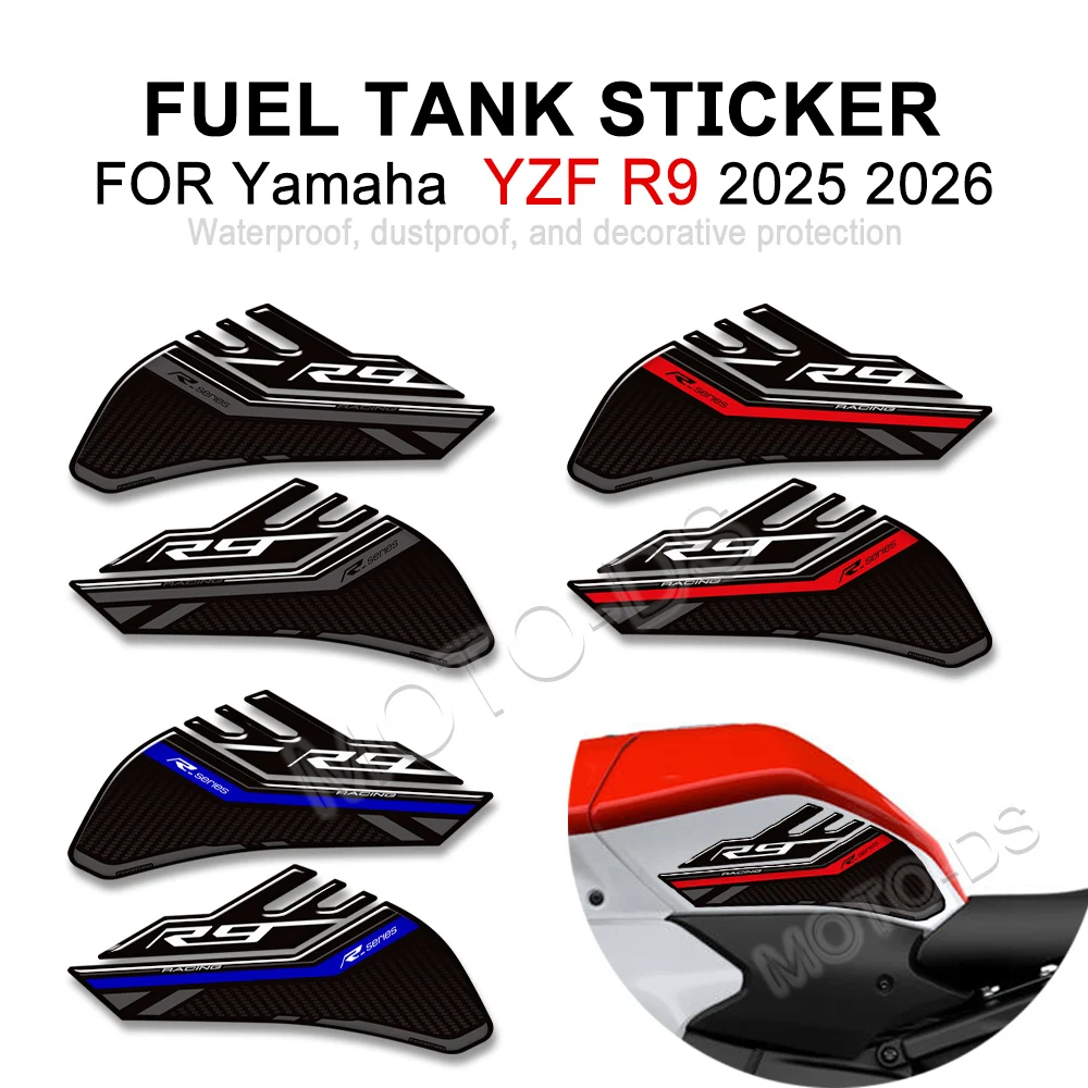 YZFR9 Motorcycle Accessories Fuel Tank Pad Protector Covers Waterproof 3D Resin Stickers Kit For YZF-R9 YZF R9 2025 2026
