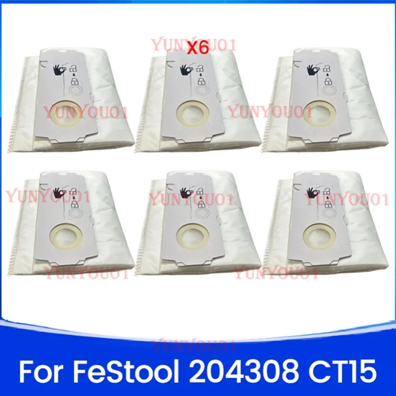 

6PCS 204308 CT Mini/Midi -2/5 Filter Dust Bag for FeStool 204308 CT 15 Vacuum Cleaner Accessory