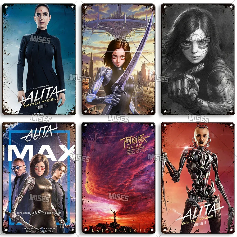 MISES 2019 Alita Battle Angel Movie Metal Sign Nostalgic Decorative Plate Retro Metal Poster Pub Studio Club Retro Metal Plaque