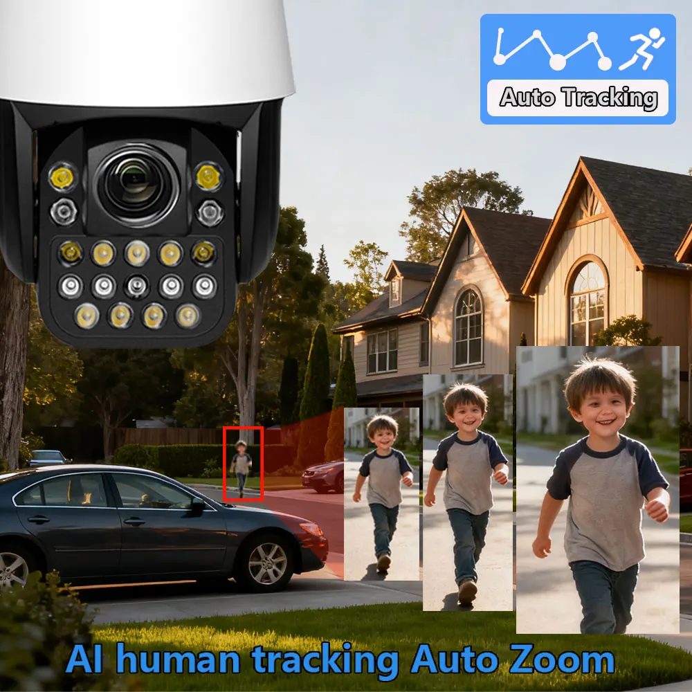 3G 4G SIM Card 4K 8MP Wireles IP Camera Wifi PTZ Dome 50X Zoom Human Tracking Laser IR 150M & Color Night Vision Two Way Audio