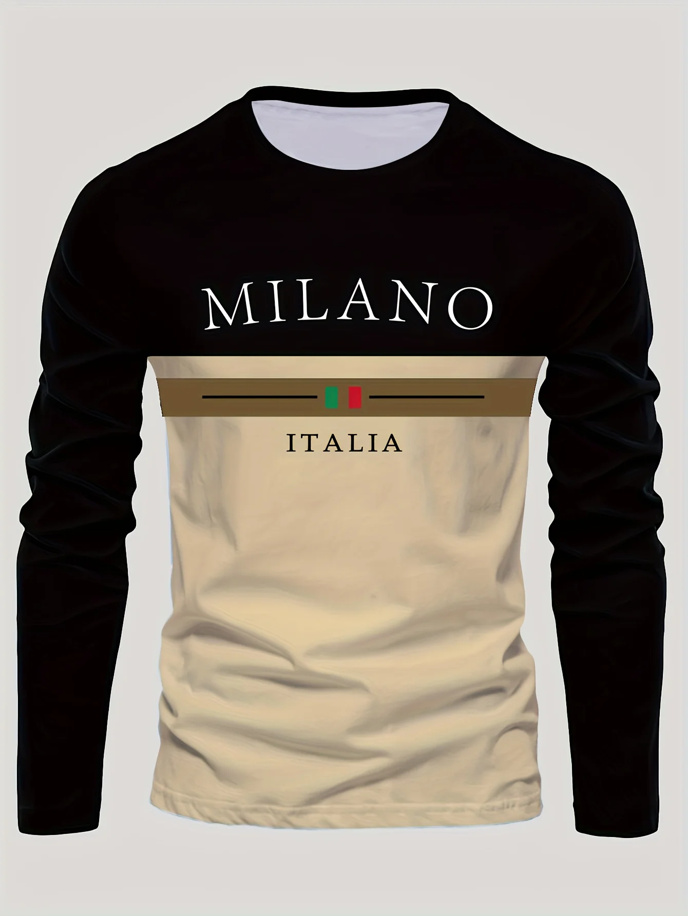 Summer men's print casual trend long-sleeved T-shirt breathable, quick-drying comfortable sports Italian men's long sleeves