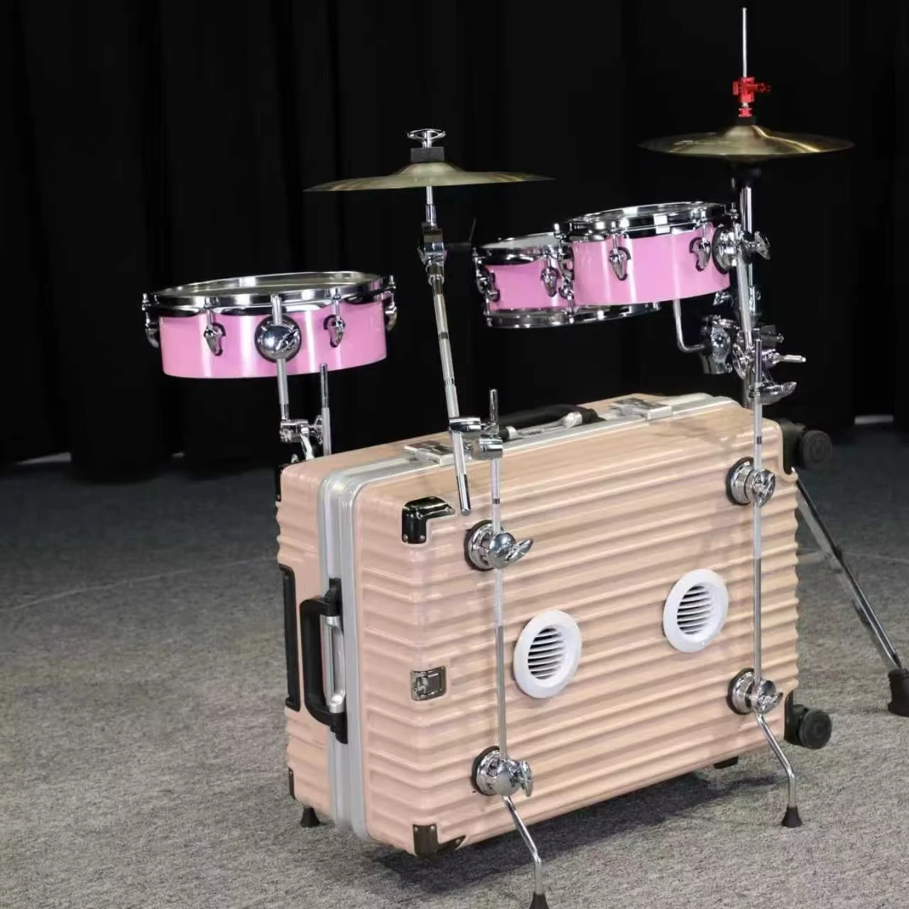 Electronic Drum Kit For Kids - Portable Suitcase Drum Set, Foldable &
