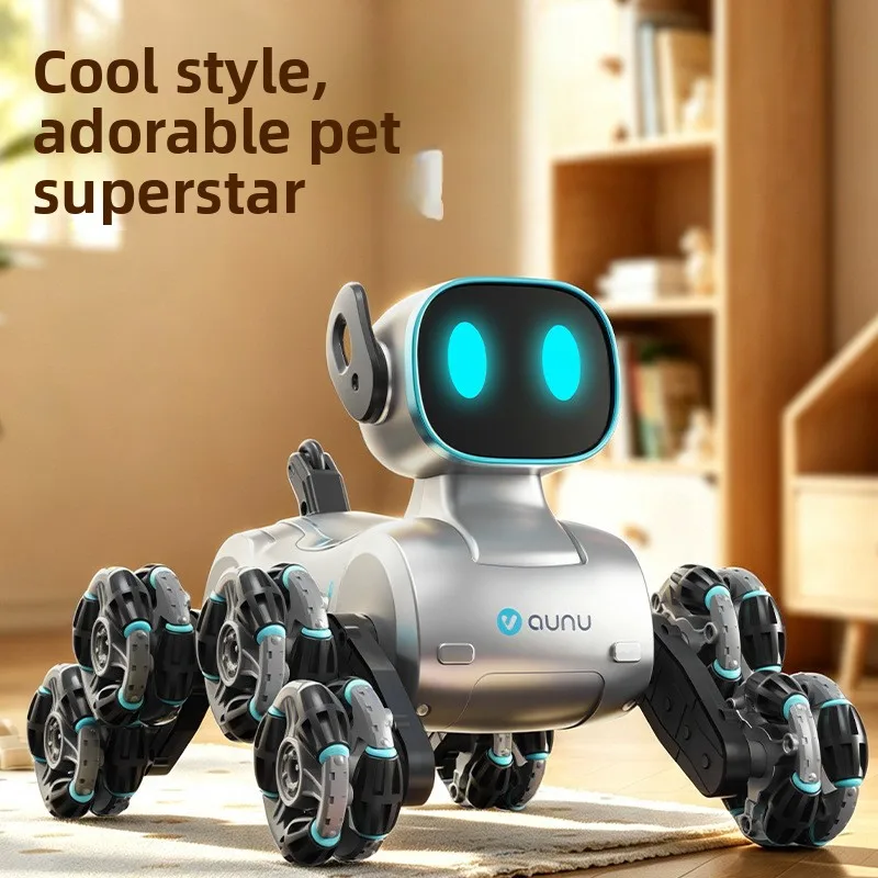 New intelligent mechanical dog eight-wheel stunts electric multi-function remote control cartoon pet deformation toy dog