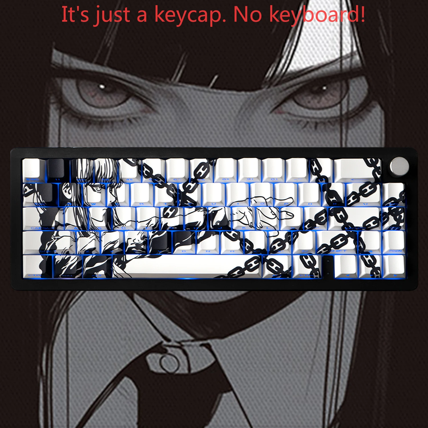 

Anime Chain Cherry Key Cap Kit with Side Engraved Transparent PBT Customized for 61/75/87/104/108 Game Machine Keyboard