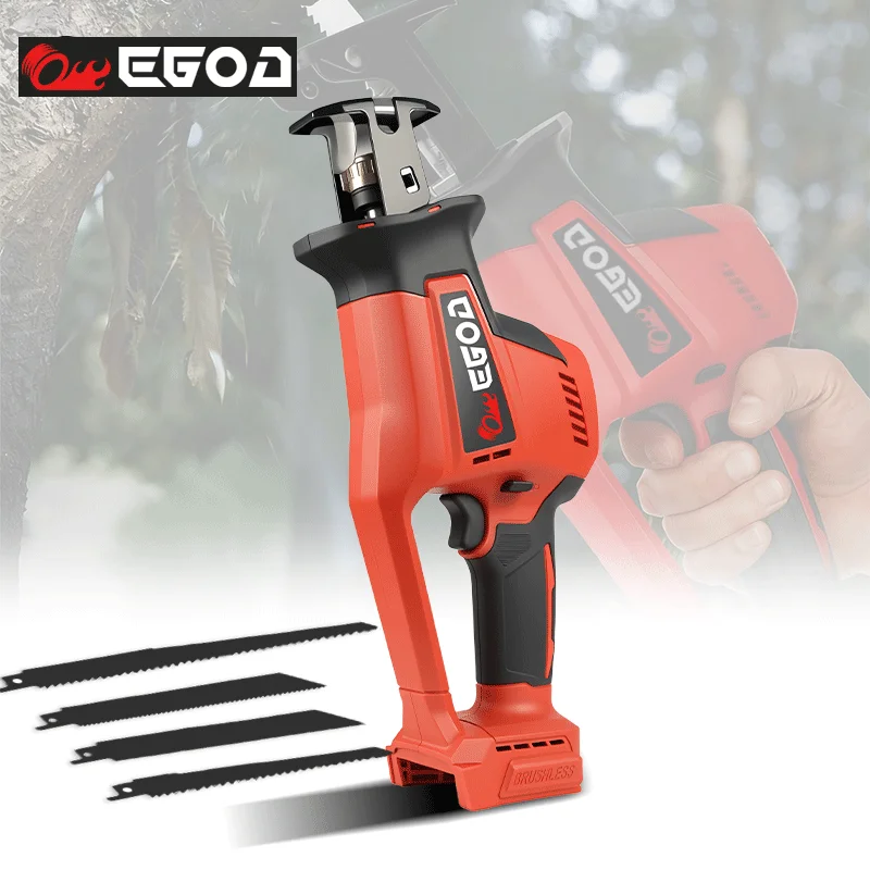EDOG Brushless Reciprocating Saw Wireless Chainsaw Cut Saw Wood Cutting Tools with Sawblade for Milwaukee 20v Battery Pin