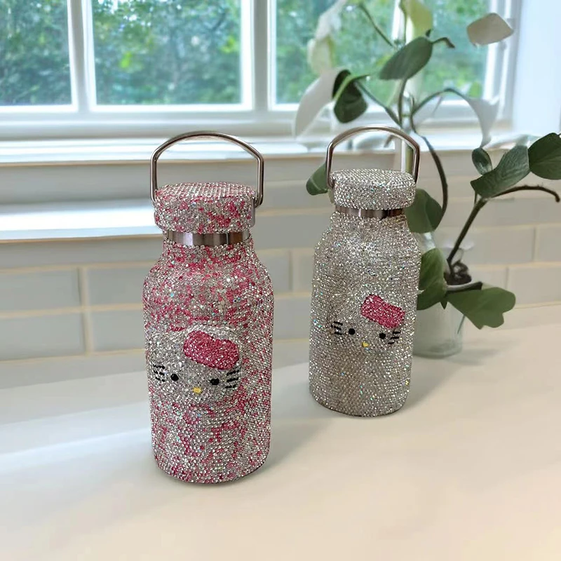 Sanrio Kawaii Anime Stainless Steel Fully-Drilled Cup Cute Cartoon Sweet Portable Tumbler Lovely Birthday Present Gifts Girls