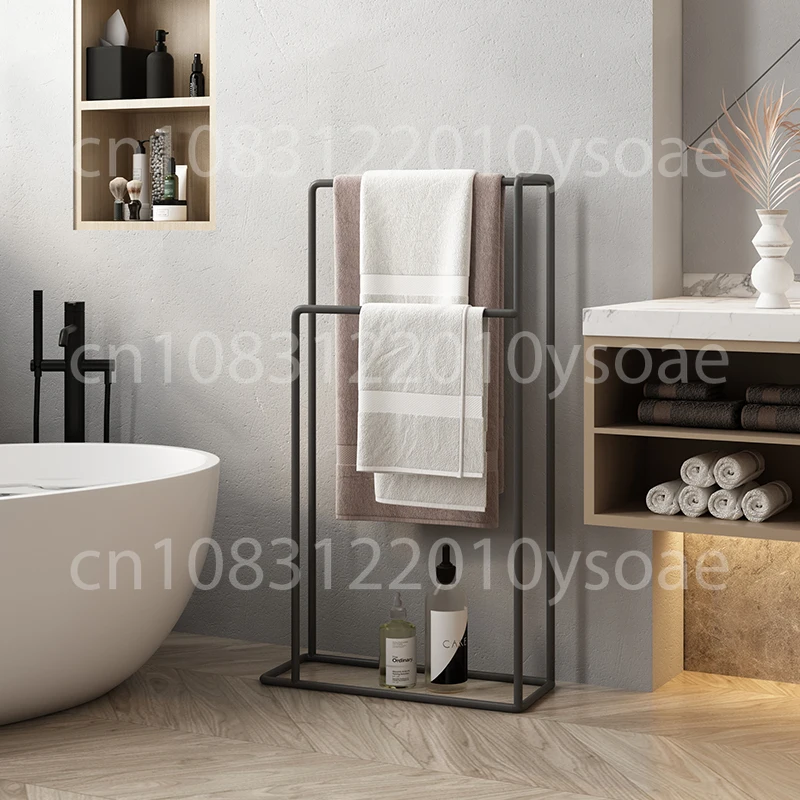 

Nordic Iron Bath Towel Rack Stable Freestanding Clothes Hanger Durable Bathroom Storage Shelf for Towels and Robes
