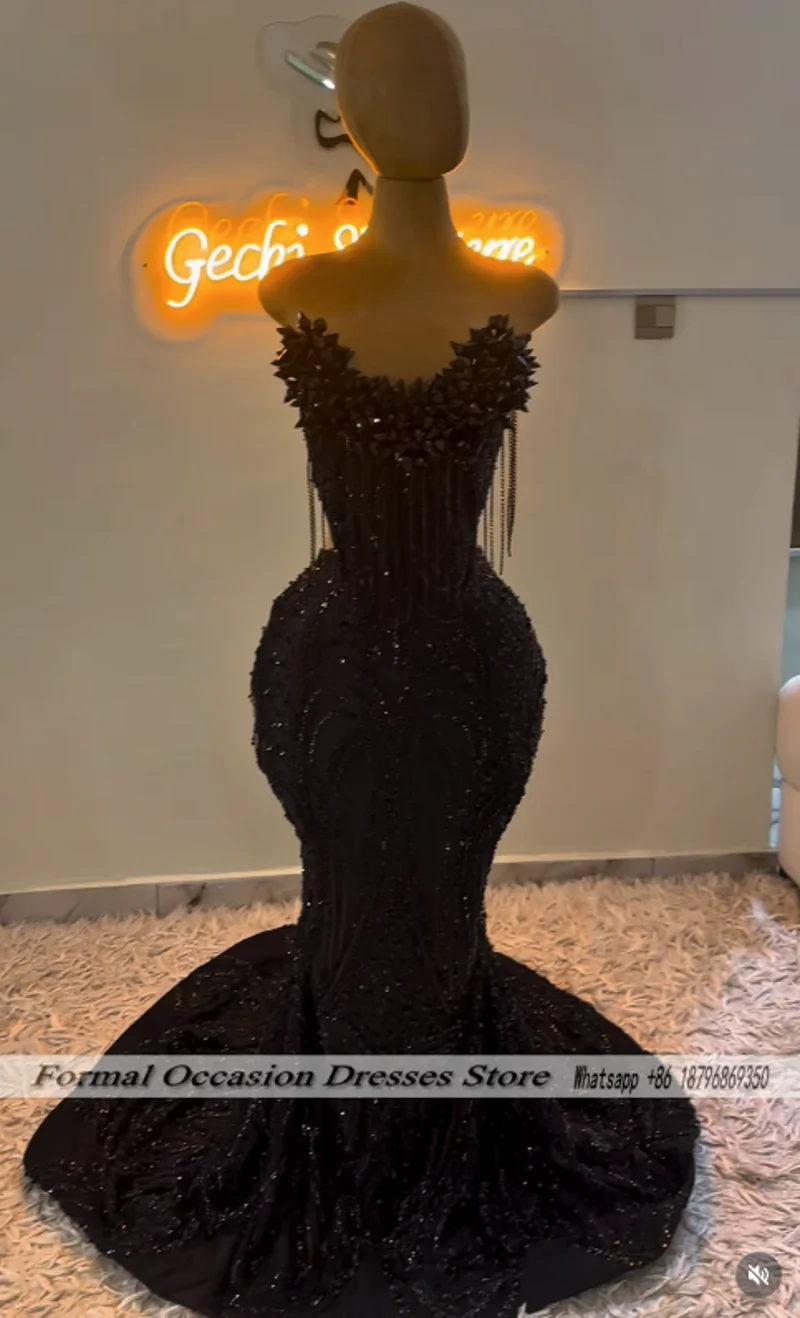Stunning Red Prom Dress 2026 Luxury Crystal Tassel Black Girl Mermiad Party Outfits Emerald Green Matric Dance Dress Customized view 4