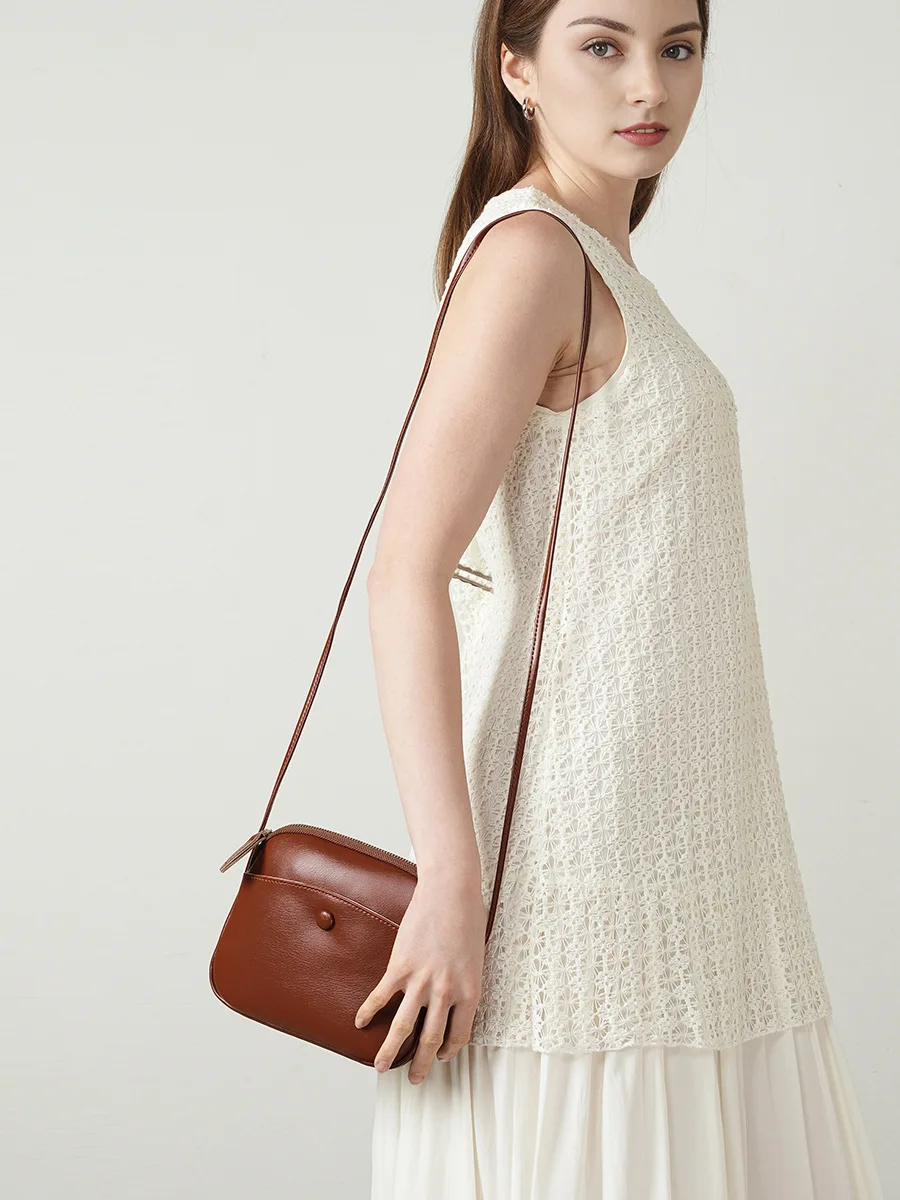 YANATARI Mini Small Genuine Leather Vintage Bag Crossbody Bag Luxury Mobile Phone Shoulder Bag Women Mobile Bag for Women view 5