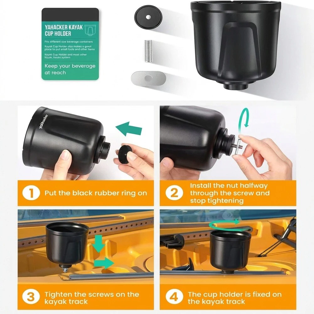 For Kayak Cup Holder with Large Capacity Drink Storage and Smartphone Mount for Outdoor Water Activities and Fishing