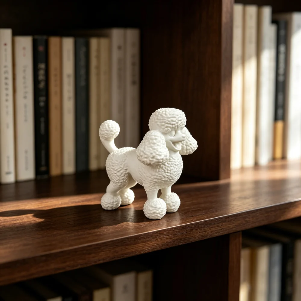 Matte White Poodle Dog 3D printing Statue Pet Figurine Minimalist Nordic Animal Sculpture Living Room Table Home Decor Ornament