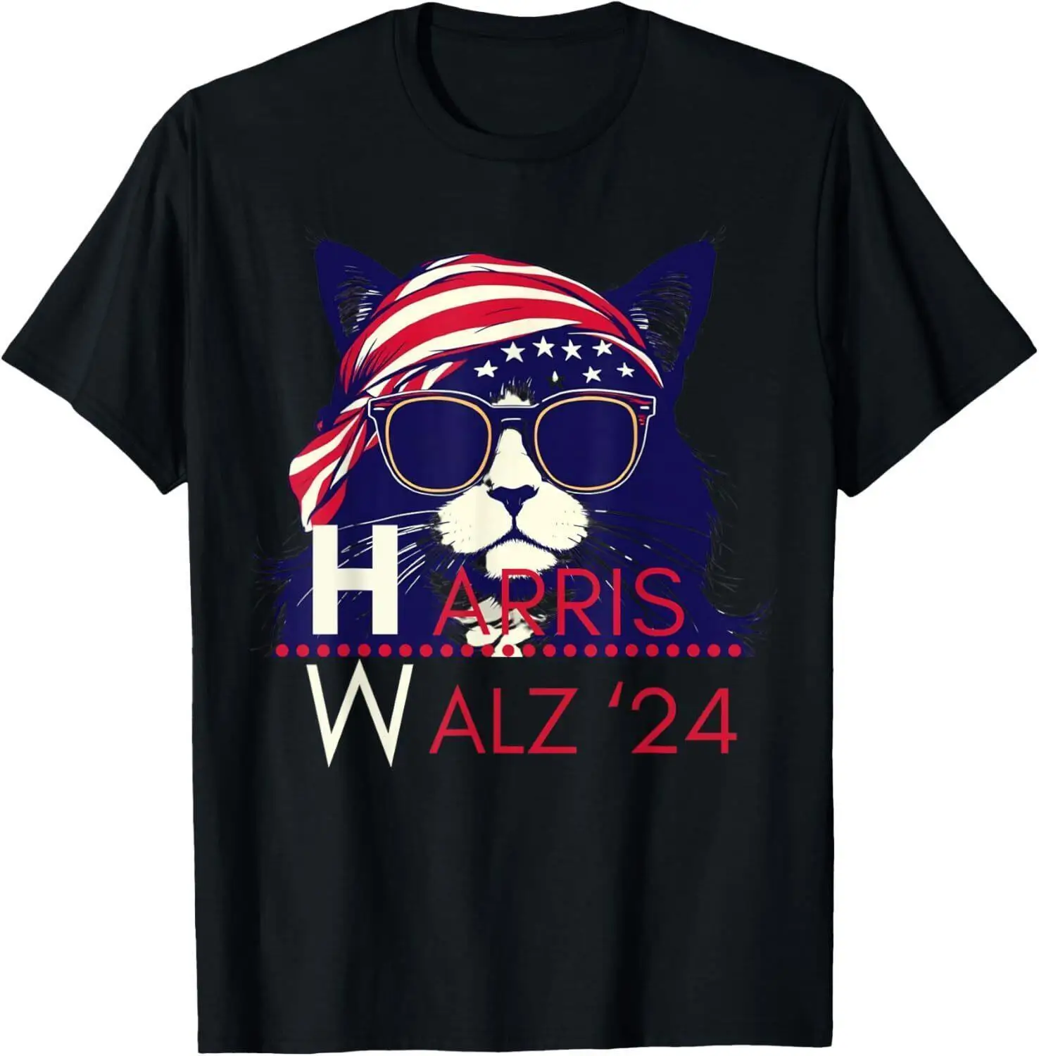 Harris Waltz 2024 Election Funny Cat Kamala Harris Tim Walz T-Shirt