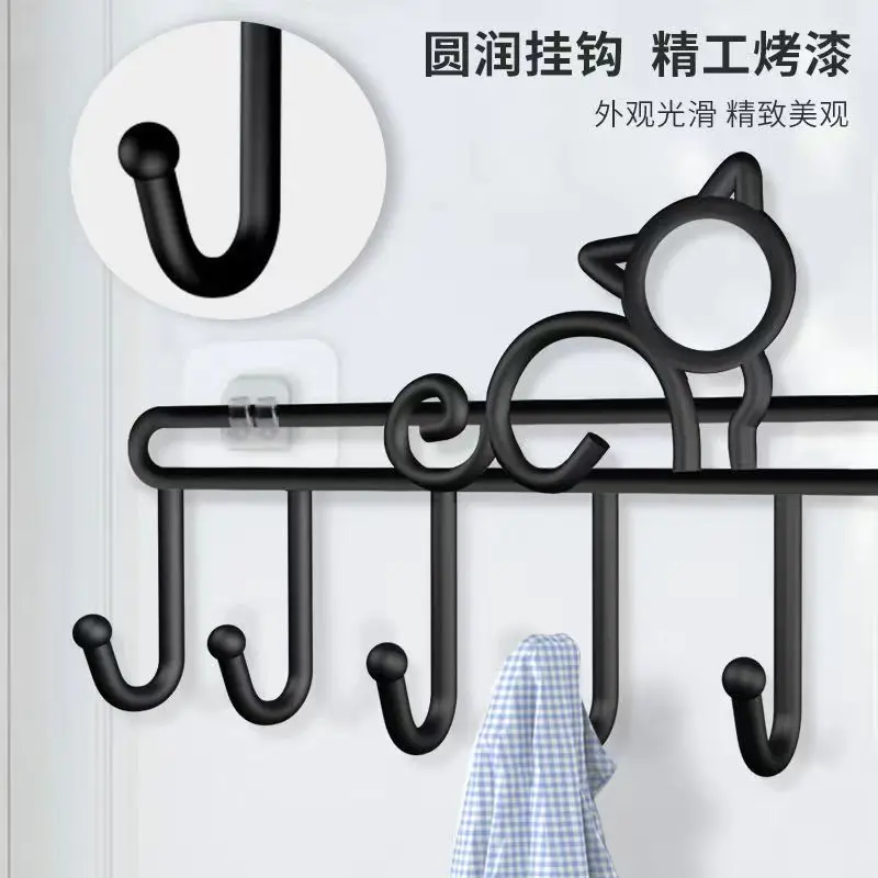 Wall Mount Without Punching Holes Behind The Door Hanging Clothes Rack in The Bedroom Entrance Coat Racks Storage Clothes Hook