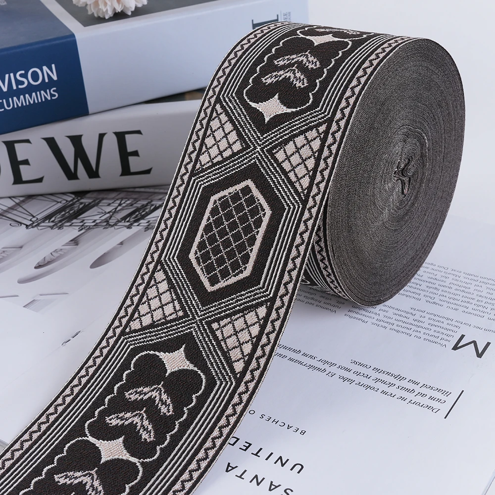 

25 Meters Wide 8CM Woven Jacquard Ribbon New Sewing Ribbon Rolls For Curtain And Clothing Accessory Saudi