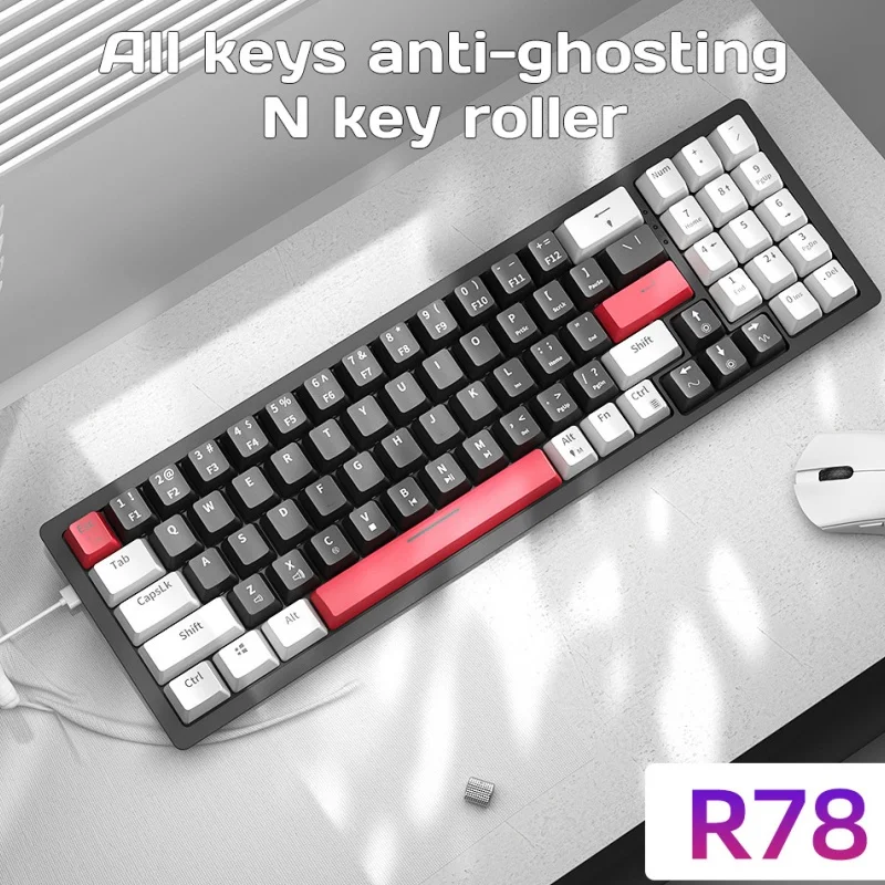 New R78 Mechanical Keyboard With Numpad Rainbow Rgb 78 Keys Outemu Switch Hot Swappable Oem Keycap For Working Gaming Wired