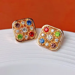 10pcs Square Metal Button Sewing Clothing Bag DIY Craft Sweater High-Grade Inlaid Rhinestones Decorative Button Accessories