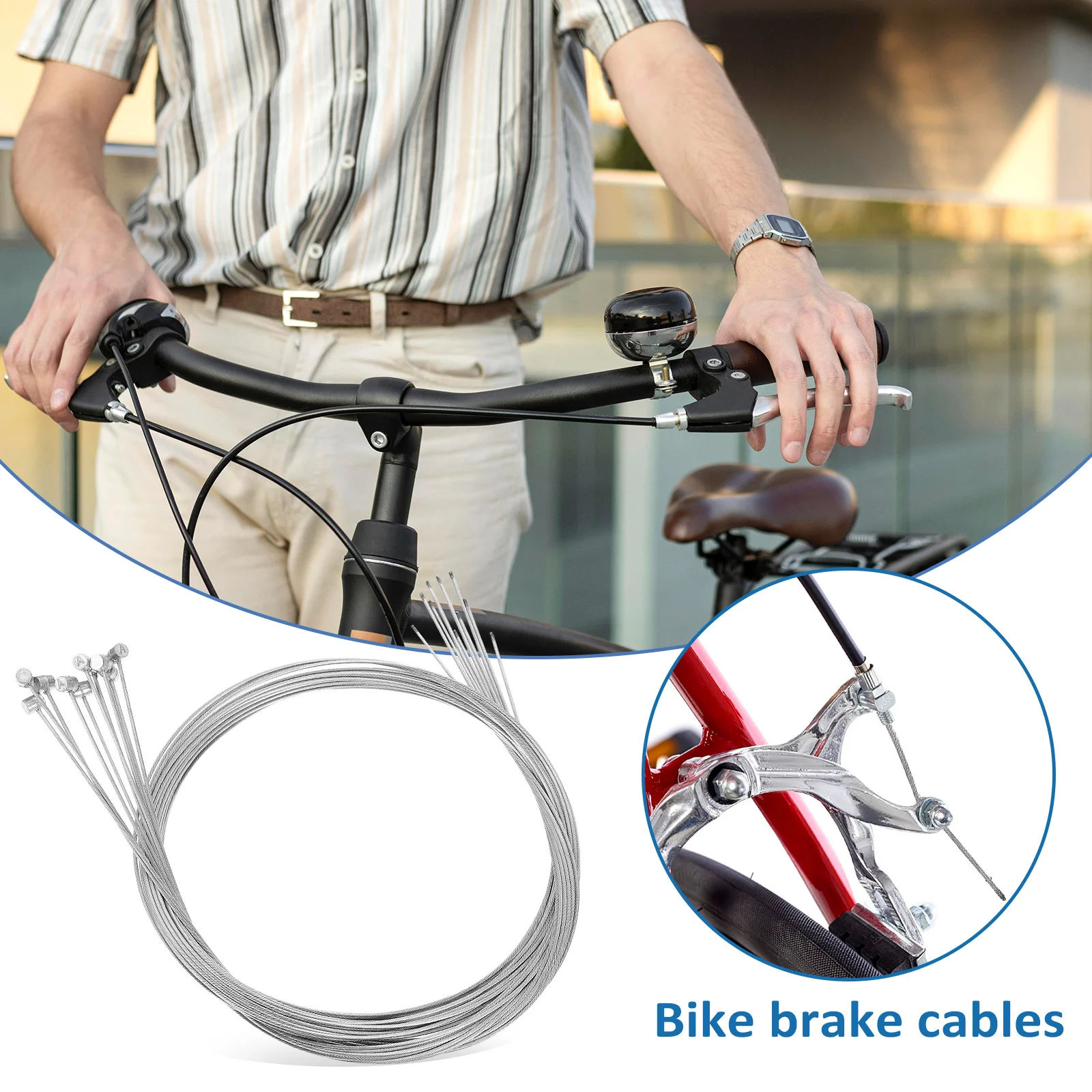 

10 Pcs Bike Brake Cables 1 75M Galvanized Steel Suitable Most Bikes Easy Installation Multiple Repairs Cycling Accessories
