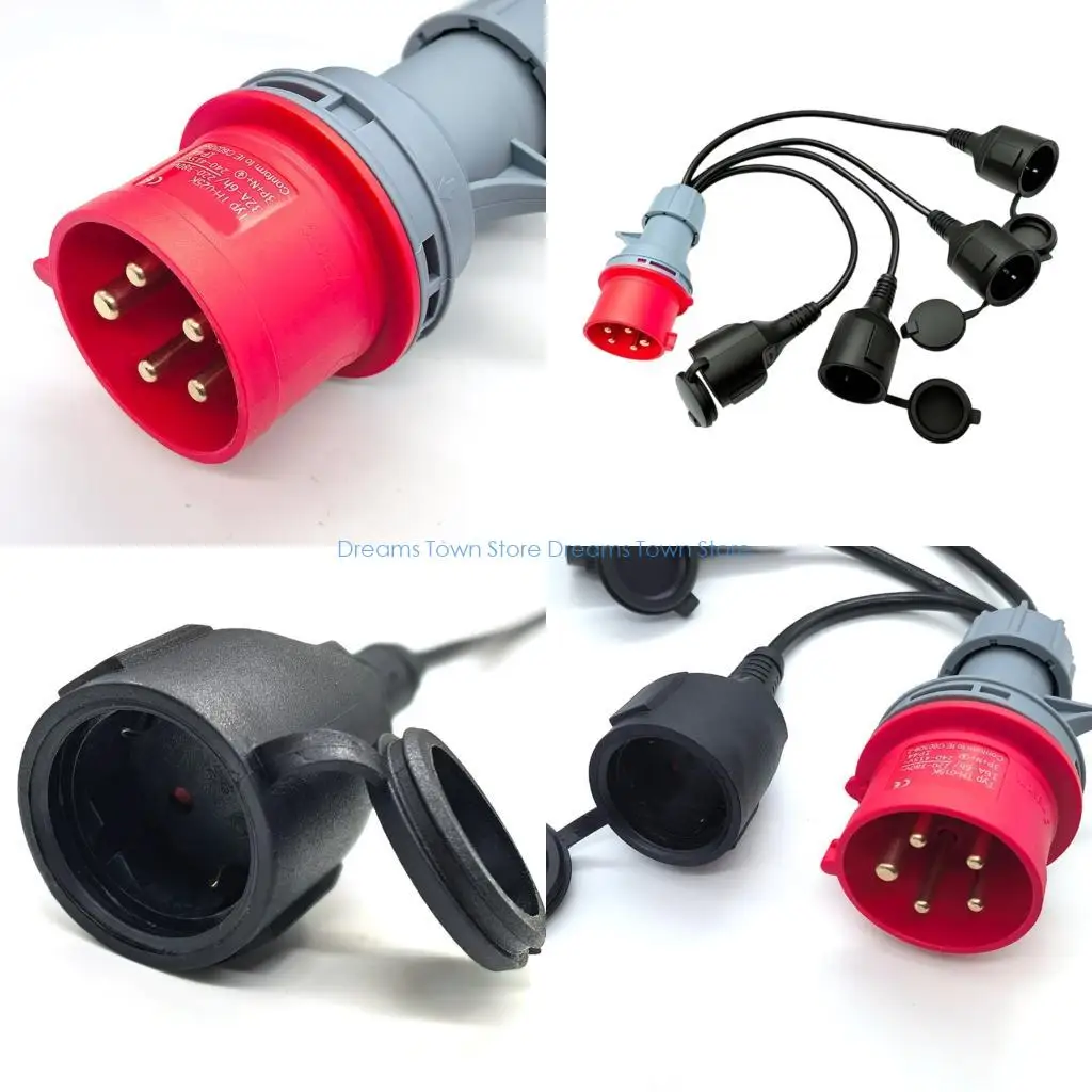 HX6A 50cm 5 Pin Industrial Adapter Cable CE32A Coupler Plug with Waterproof Cover for Outdoor Lighting and Appliances