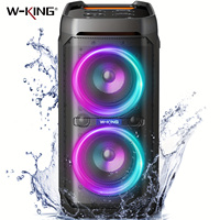 W-KING 100W RMS Bluetooth Speakers, IPX6 Waterproof, V5.3 Portable Party Boombox Wireless Deep Bass/115dB Loud Massive Sound