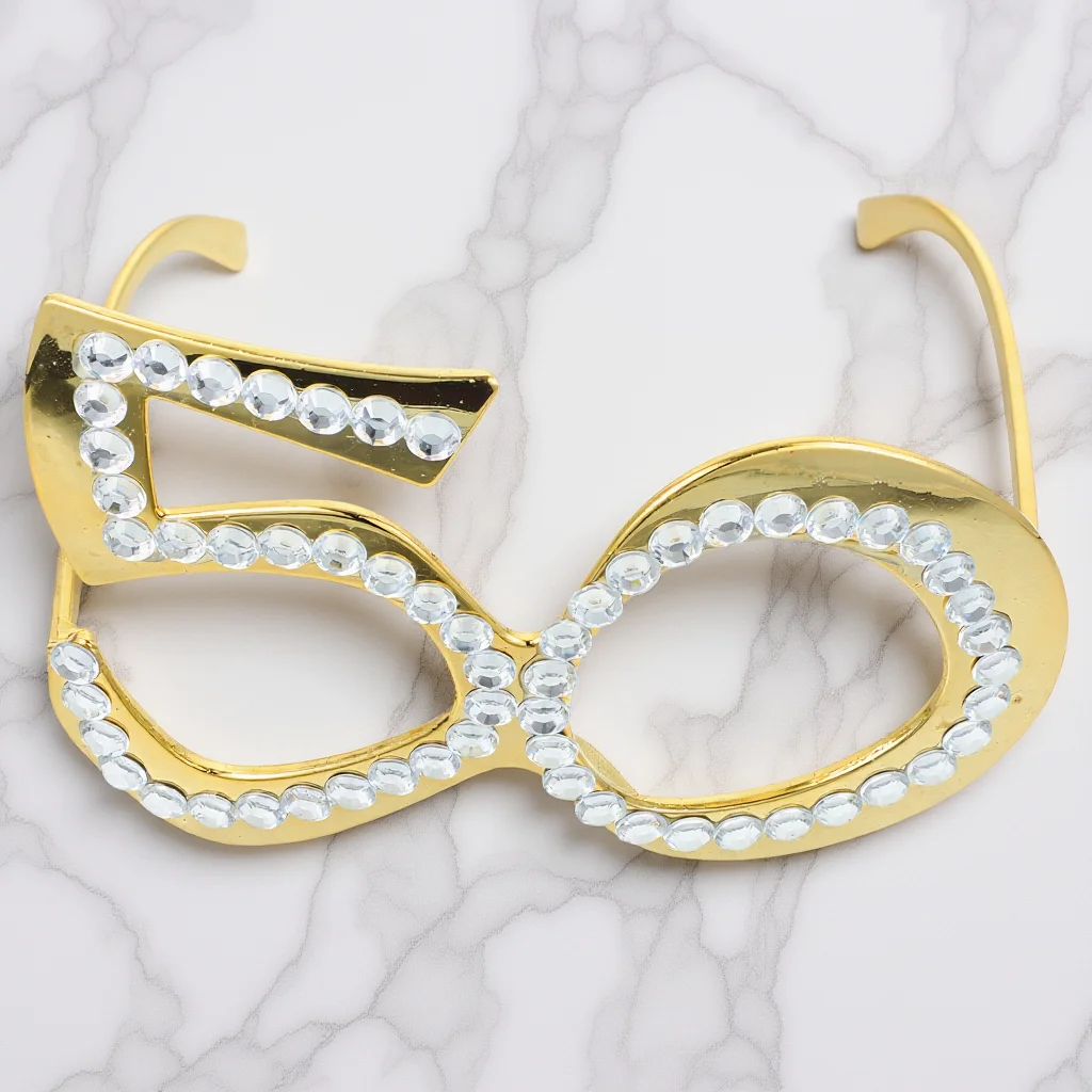 

1Pair Birthday Glasses for Adults Shiny Rhinestone 50Th Age Eyewear Lightweight Comfortable Party Supplies Photo Booth