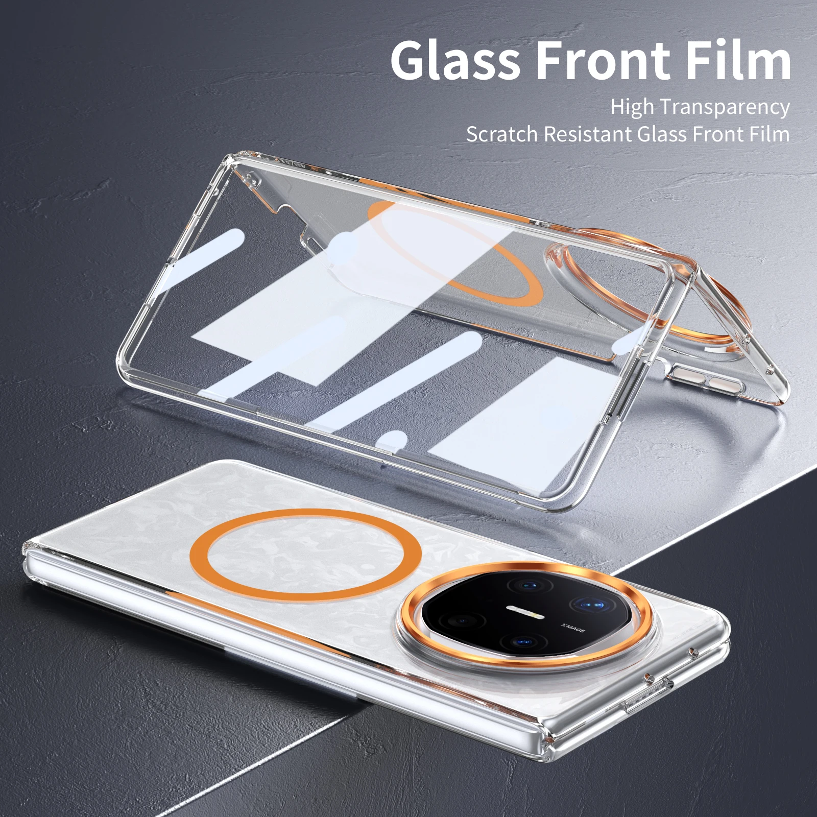 

For Huawei Mate X6 X5 X3 XT high-definition transparent magnetic tempered glass full protection phone case