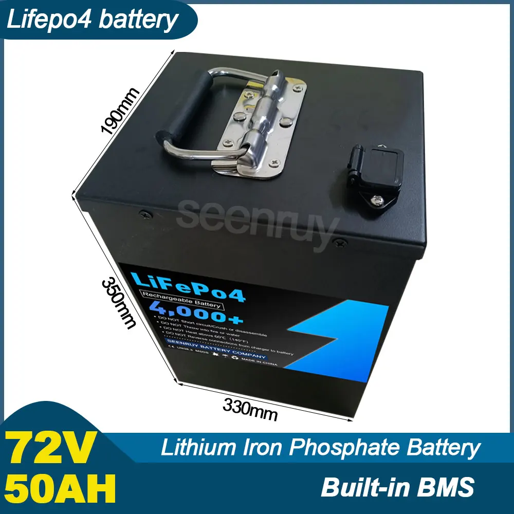 72V 50Ah Lifepo4 With Charger Lithium Iron Phosphate Battery Perfect For 5000W 6500W Quadricycle Tricycle Motorcycle Scooter