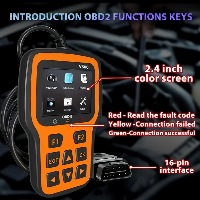 الماسح الضوئي obd2 قارئ رمز السيارة دعم اختبار الجهد التوصيل والتشغيل سيارة يمكن أداة المسح التشخيصي قراءة واضحة خطأ المحرك