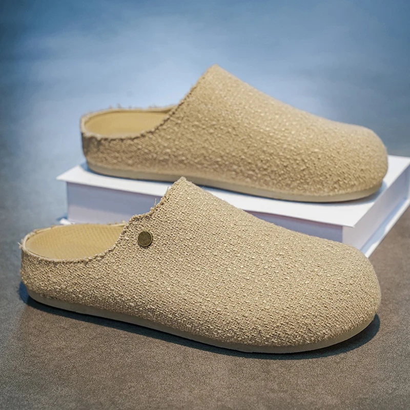 Casual Slip on Closed Toe Slippers Soft Flat Sole Anti Slip House Shoes Lightweight Indoor Outdoor Everyday Wear Slides for Mens