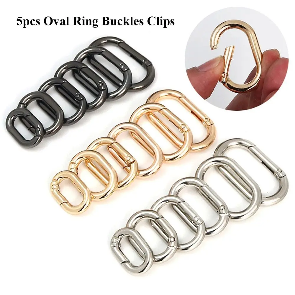 5pcs Tools Snap Bottle Hooks Camping Hiking Handbags Clips Outdoor Carabiner Bag Belt Buckles Spring Oval Rings