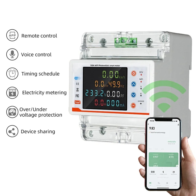 ABJF-2X Tuya Wifi Single Phase 4P Intelligent Circuit Breaker Wifi Auto-Reclosing Voltage Current Protector Timer Switch