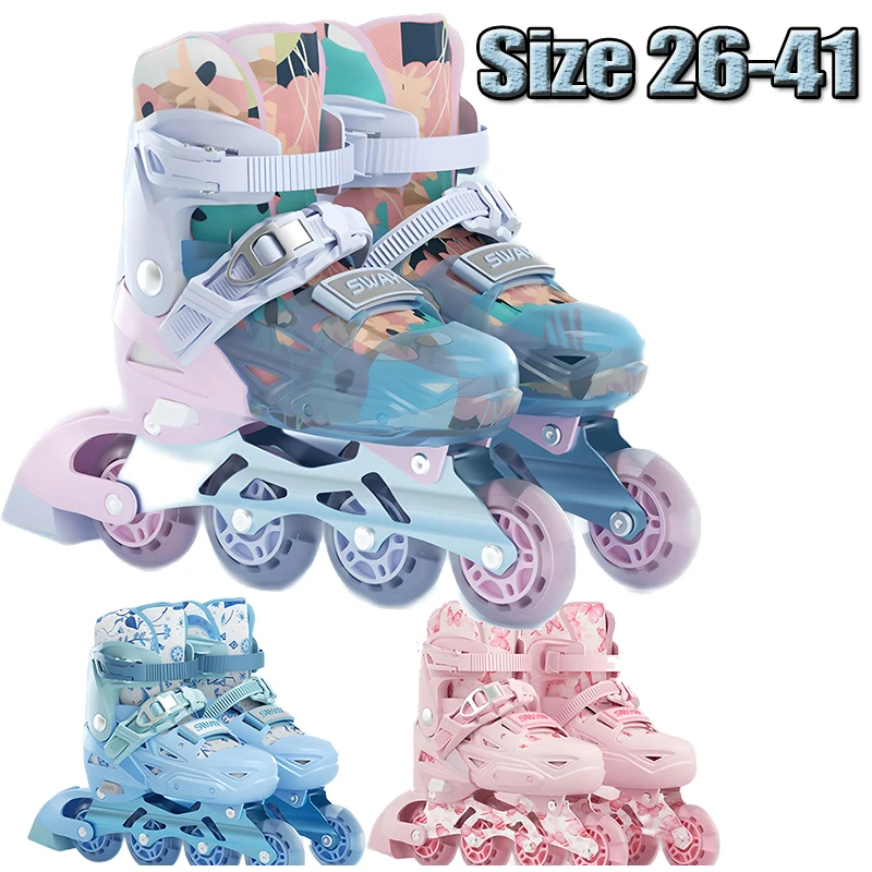 Size 26-41 Kids Roller Skates Adjustable Skate Children 4 Wheels Skating Sneakers Rollers For Boys Girls Beginner Casual Patines