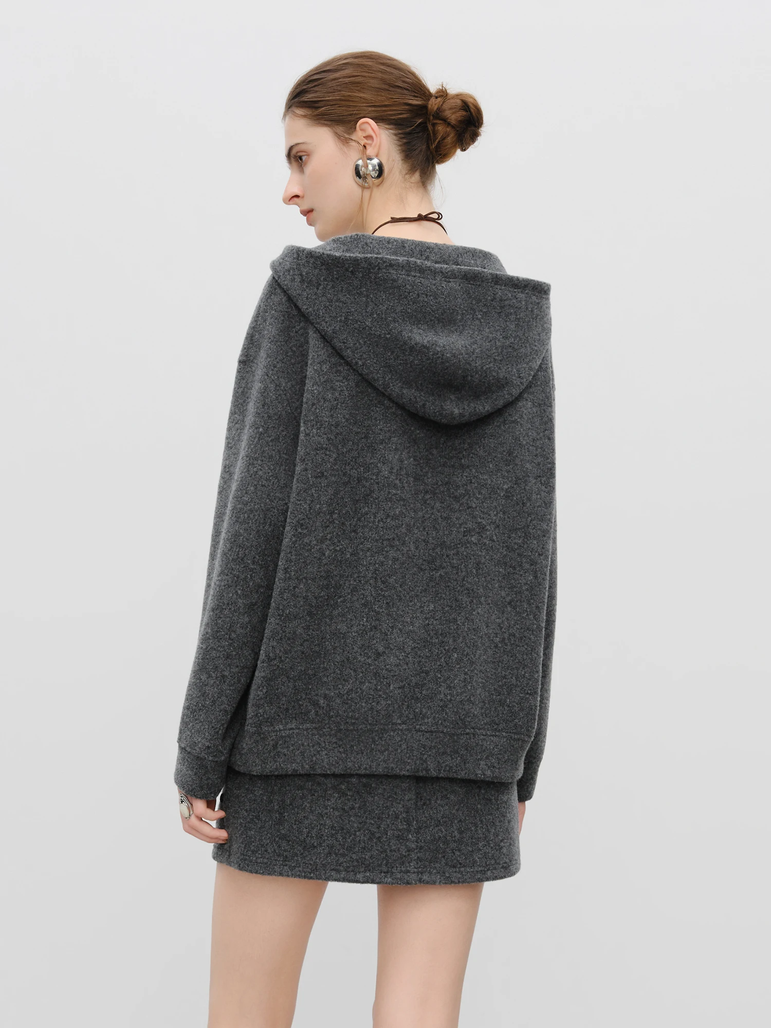 FSLE【Serie Premium】Set di felpe con cappuccio due in uno da donna 2025 Inverno - Abbigliamento da casa casual in pile con design a strati falsi