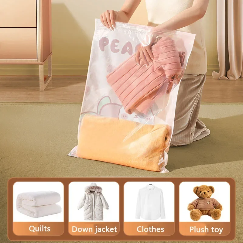 1/4 قطعة حقيبة ضغط متحركة للسفر قابلة لإعادة الاستخدام شفط كيس ضغط فراغ التعبئة والتغليف توفير المساحة حقيبة 80% توفير المساحة #4