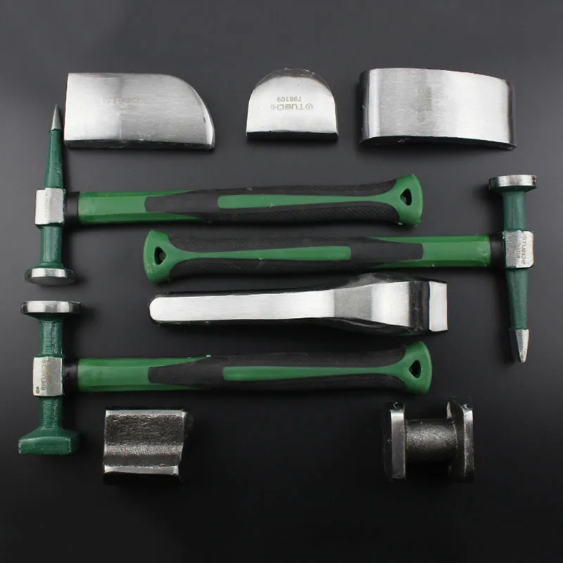 

Cheap9PCS Set Sheet Metal Concave Repair Tools Auto Sheet Metal Hammer Set Flat Head Sheet Metal Tool Horn Car Dent Rep