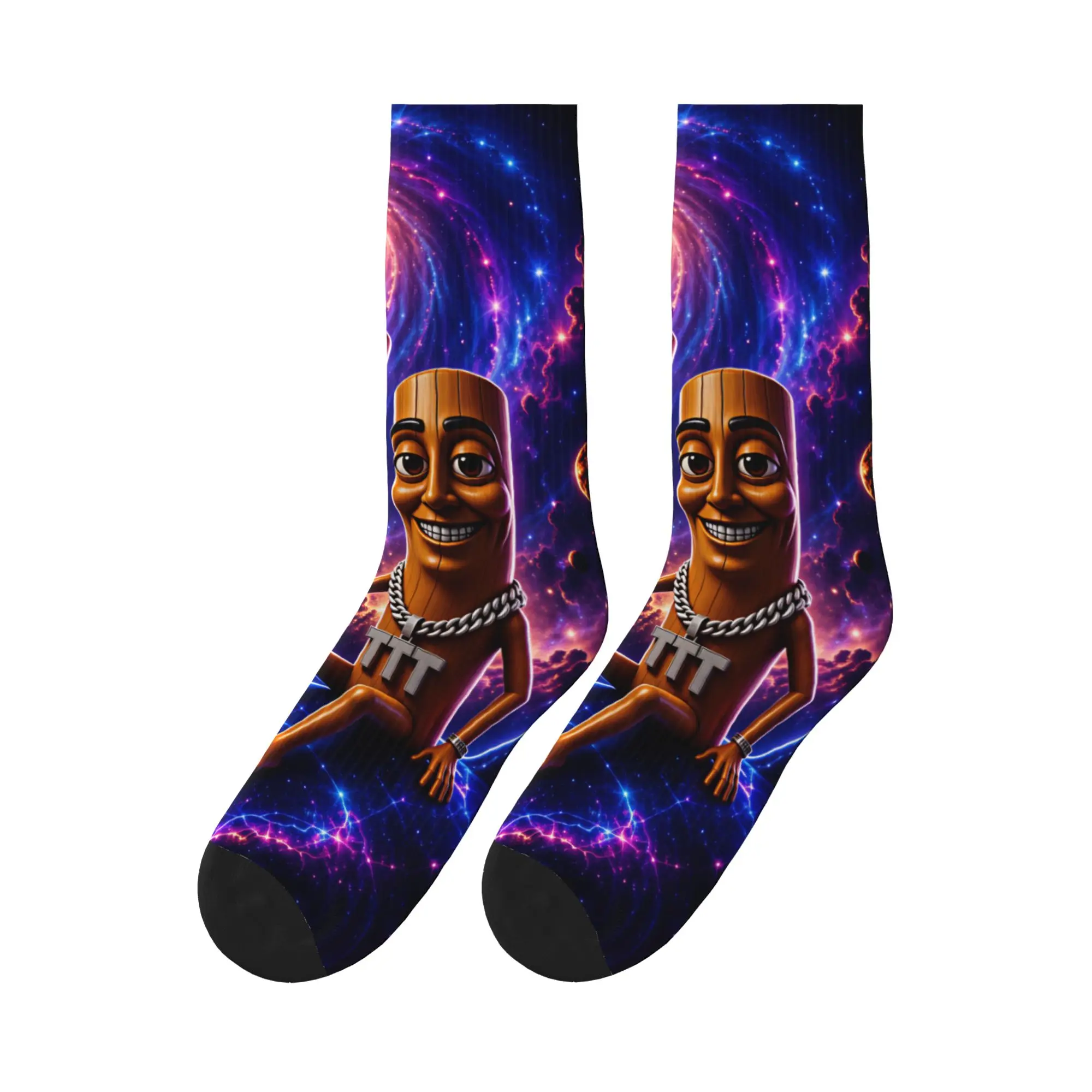Unisex Men Socks Tung Tung Sahur Galaxy Baseball Bat Meme  Stockings Non Skid Soft Socks Spring Fashion Graphic Skateboard Socks