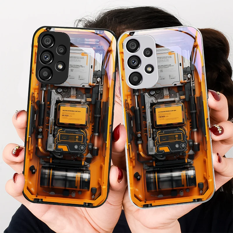 Orange circuit board new For Samsung Galaxy S24 Plus S20 21 FE S23 Ultra S8 9 A70 72 73 50 51 52 53 Tempered Glass Phone Case