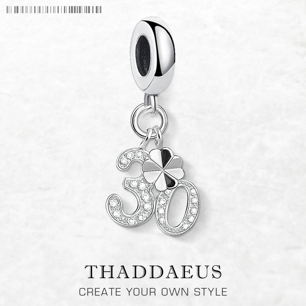 

Lucky Number 30 Dangle Charm Pendants For Women Men 925 Sterling Silver Trendy Jewelry